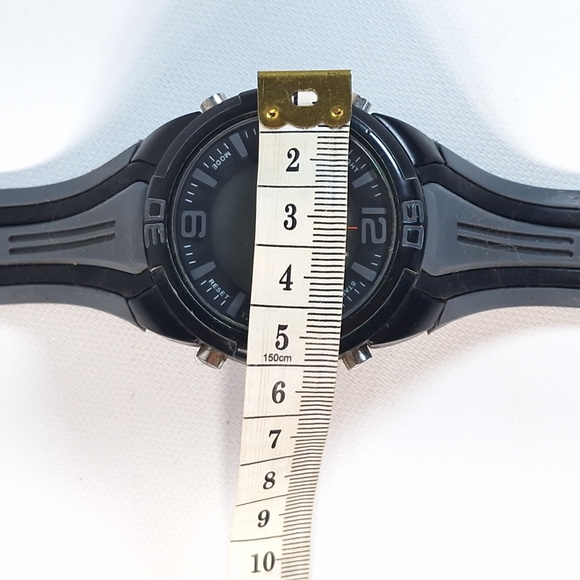 Men's Black Silicone Rubber Quartz Chronograph Wrist Watch, New Battery - Picture 6 of 6